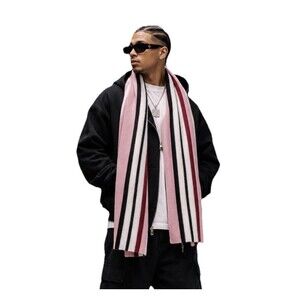 Golf Wang Mohair Wool Blend Stripe Scarf Pink Burgundy Tyler The Creator 76"x12"